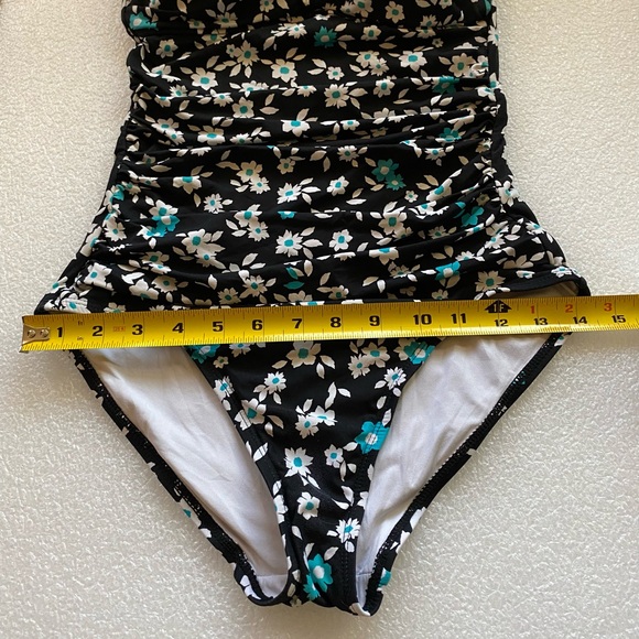 Anne Cole One Piece Shirred Front Floral Bandeau Swimsuit Size 6 - Picture 8 of 13